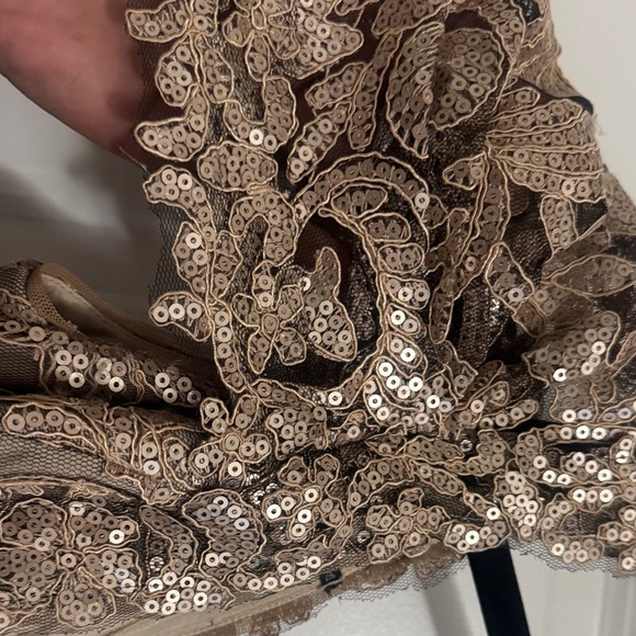 Tadashi Shoji Gold Lace Wedding Dress - Picture 8 of 16